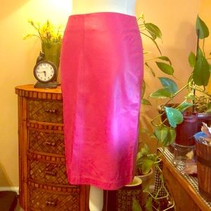 Pink Leather Pencil Skirt